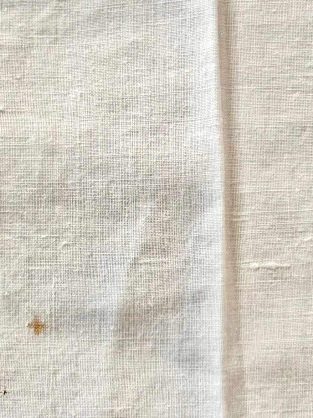 Vintage White Linen Eyelet Embroidered Tablecloth 68 x 84